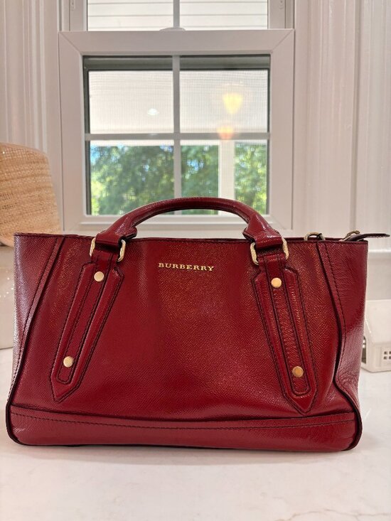 Burberry Handbags - Burberry Somerfeld Convertible Tote - Saffiano Patent Leather
